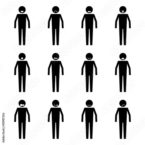 Stick Figure People Emotion or Expression set symbol icon pictogram 