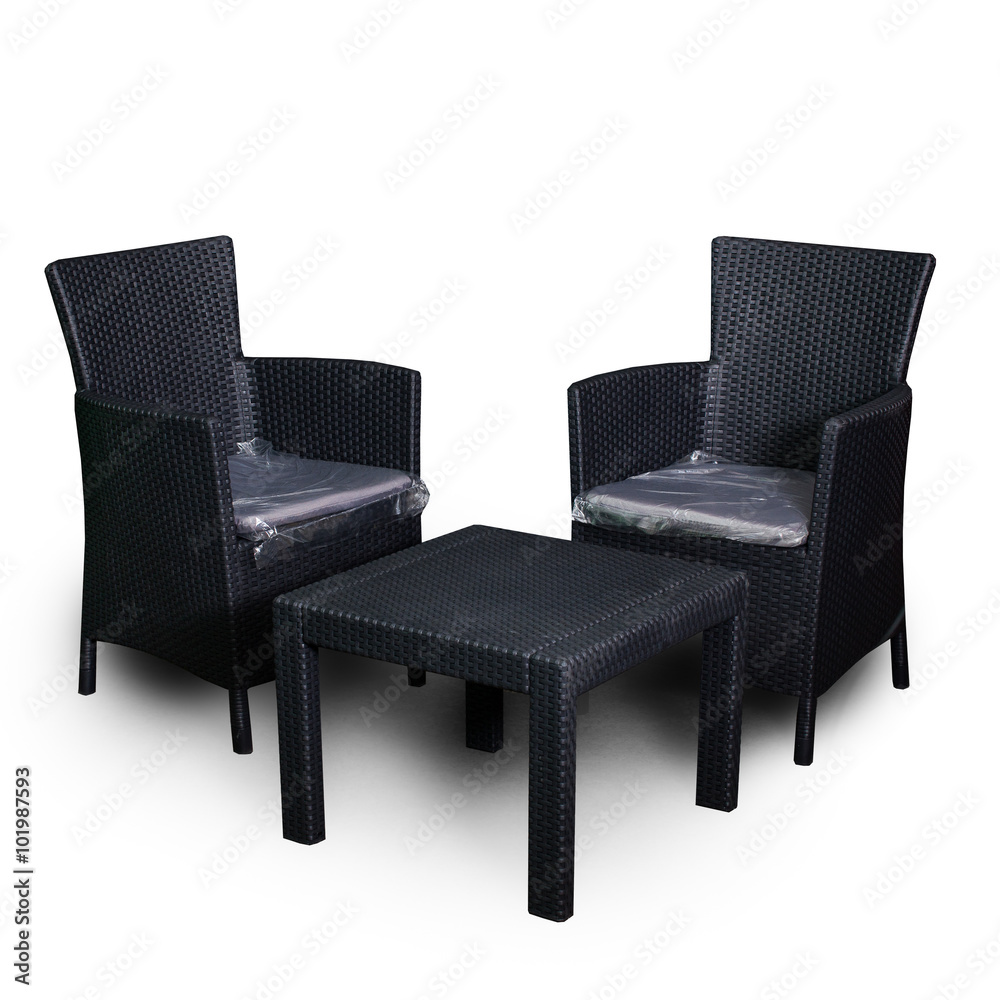 Garden table and chair on a white background Garden table and chair on a white background