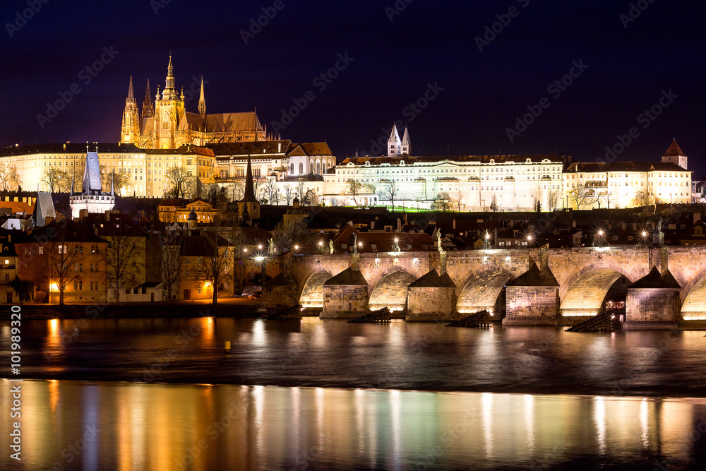 Charles bridge, Moldau river, Lesser town, Prague castle, Prague (UNESCO), Czech republic