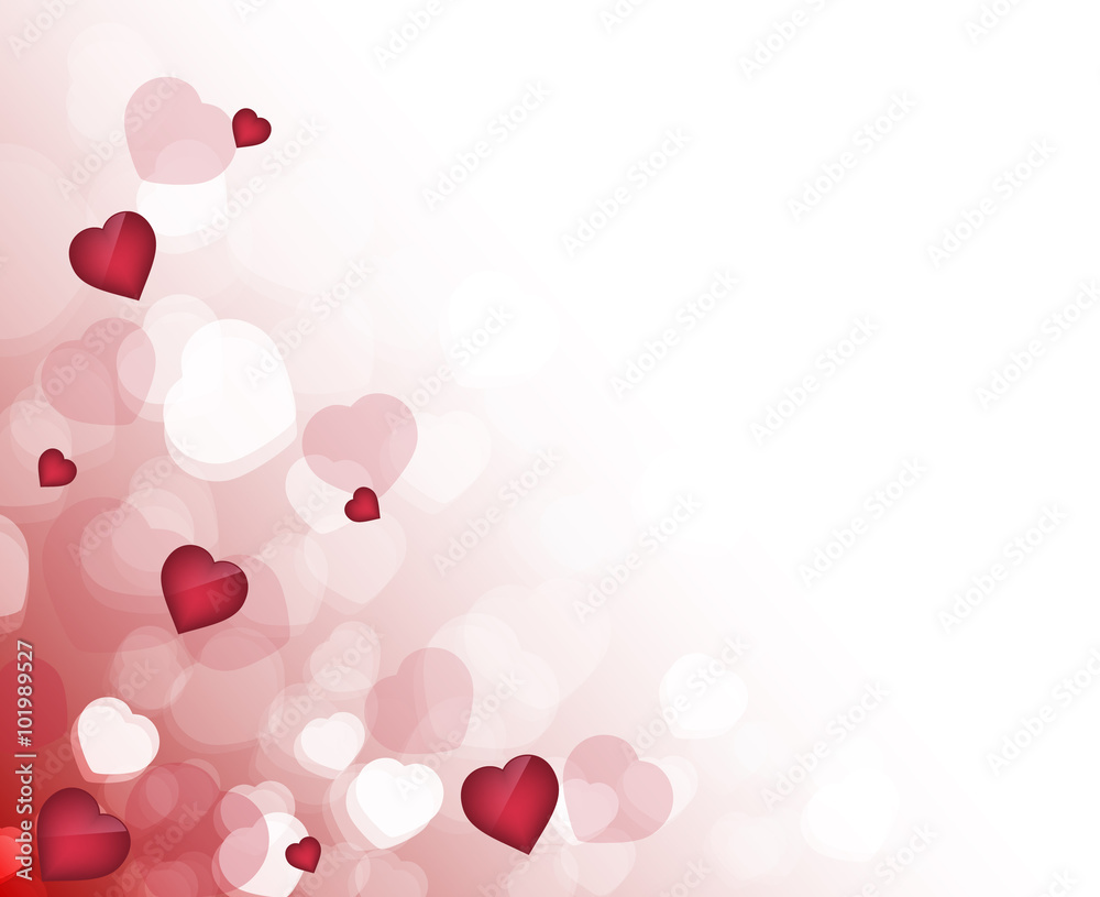 Valentines day greeting card with red hearts.