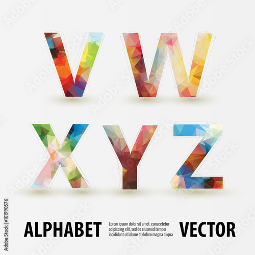 Abstract colored polygonal triangular modern alphabet design bac