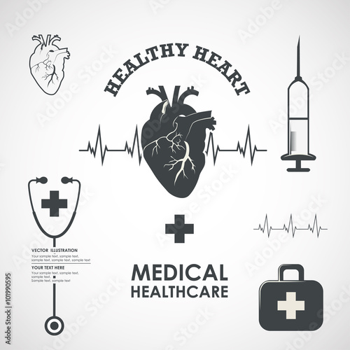 Vector set of heart health medicine label design elements