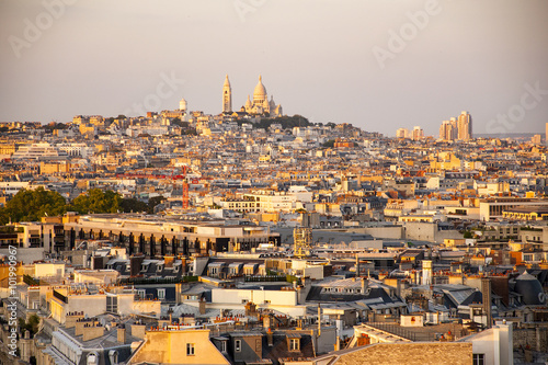 Paris Cityscape with Sacre Coeur at sunset