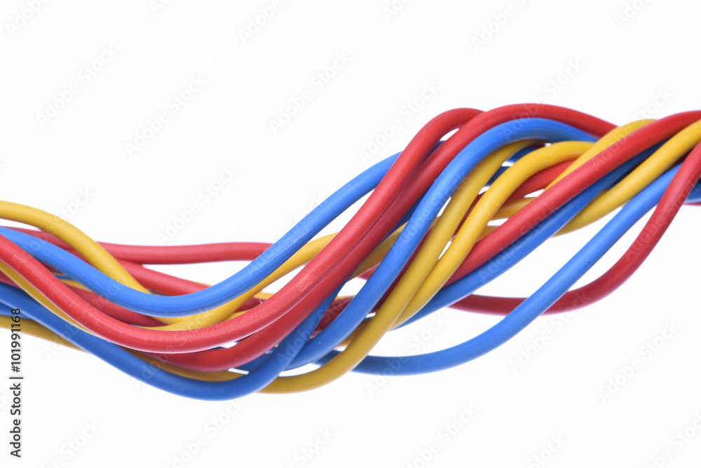Electric cables used in electrical and computer networks isolated on white background Electric cables used in electrical and computer networks isolated on white background