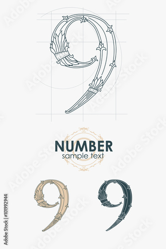 Sign design element. Vector illustration. Abstract ornate curly 