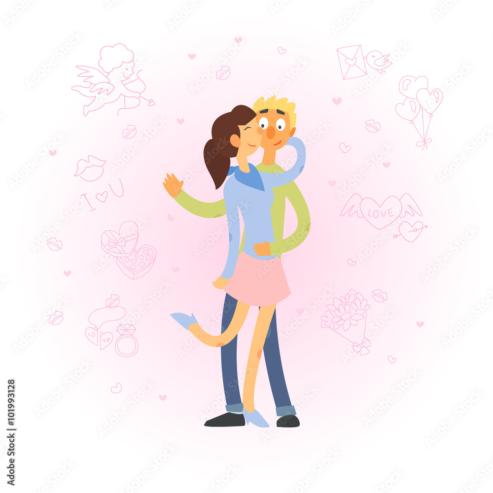 Loving young couple vector illustration Loving young couple vector illustration