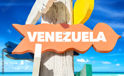 Venezuela welcome sign with beach photo