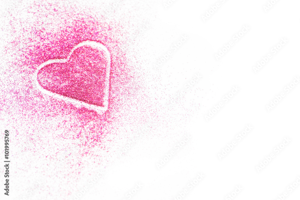 Pink heart in glitter with copy space Pink heart in glitter with copy space
