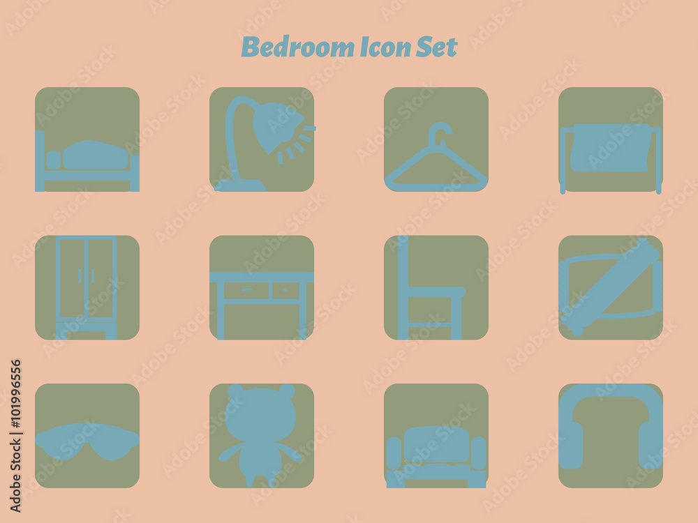 Bedroom icon set