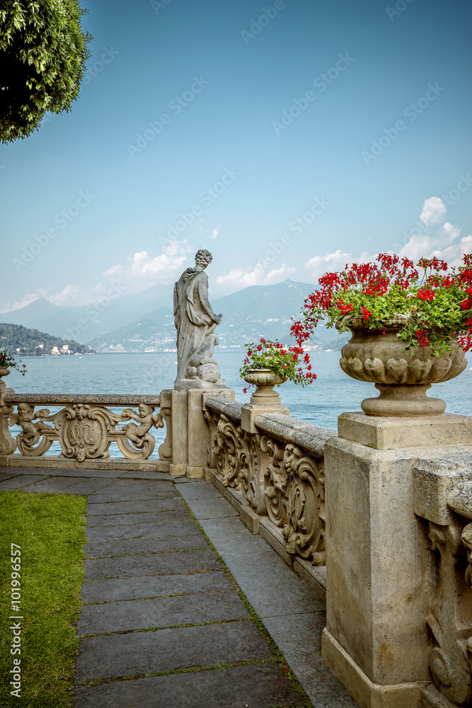 Fototapeta premium View on Como Lake from terrace of Villa del Balbianello in Lenno