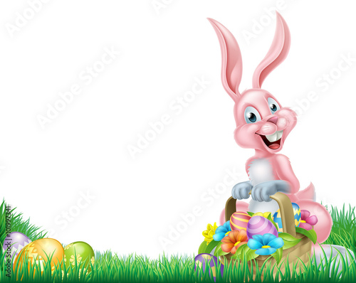 Cartoon Easter Bunny Egg Basket