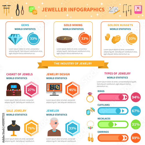 Jeweller infographics set