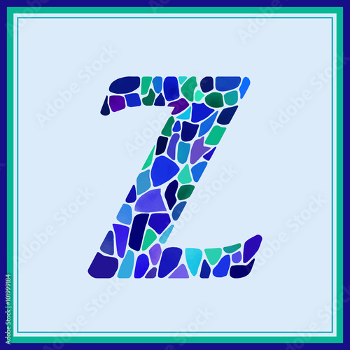 Z letter - Green Watercolor mosaic - vector Illustration