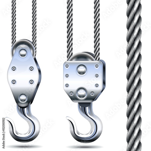 Vector Crane Hooks and Steel Rope