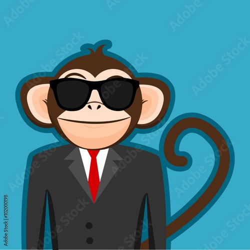 Monkey In Business Man Suit With Black Sunglasses Cartoon Vector