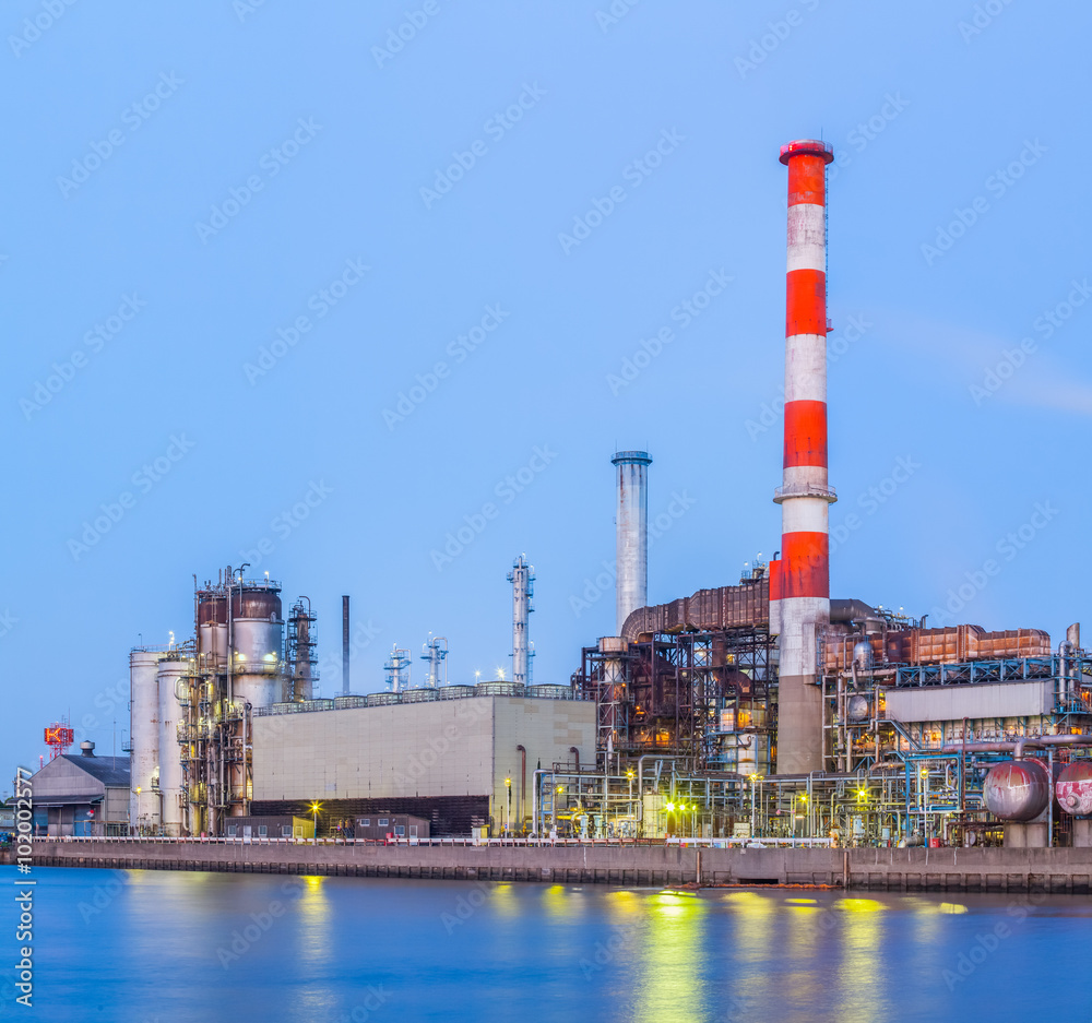 Beautiful view of Heavy industry area in twilight Beautiful view of Heavy industry area in twilight