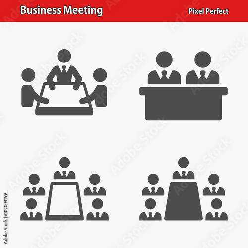 Business Meeting Icons. Professional, pixel perfect icons optimized for both large and small resolutions. EPS 8 format.