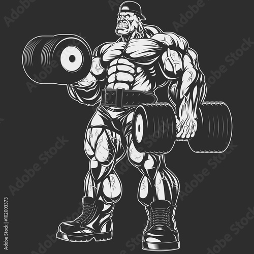 Bodybuilder with dumbbell