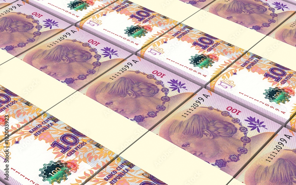 Argentina pesos bills stacks background. Computer generated 3D photo rendering. Argentina pesos bills stacks background. Computer generated 3D photo rendering.