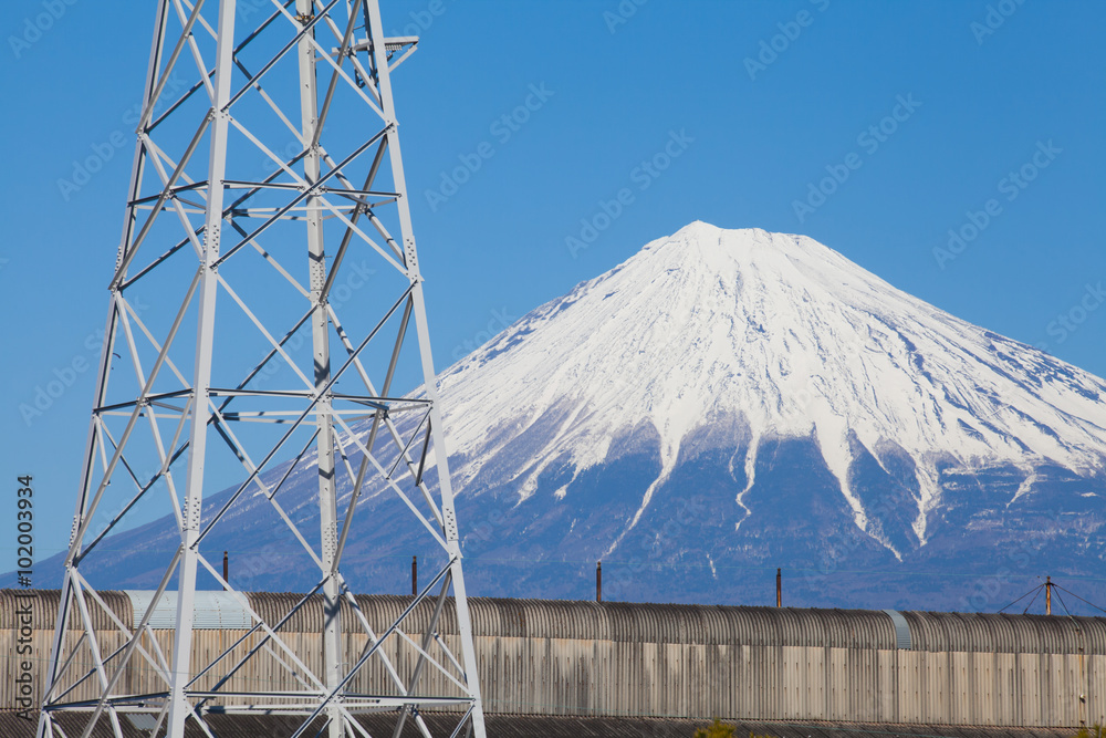 Mountain Fuji and Japan industry zone from Shizuoka prefecture .