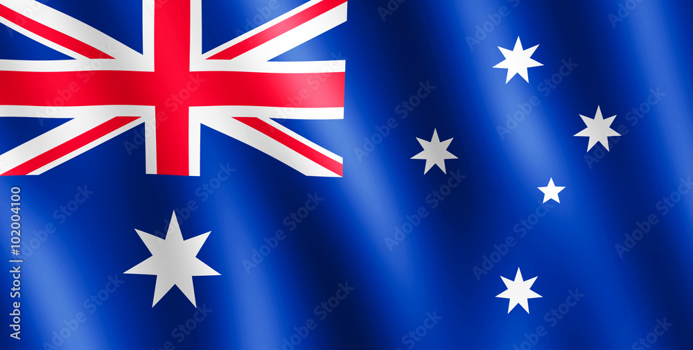 Fototapeta premium Flag of Australia waving in the wind