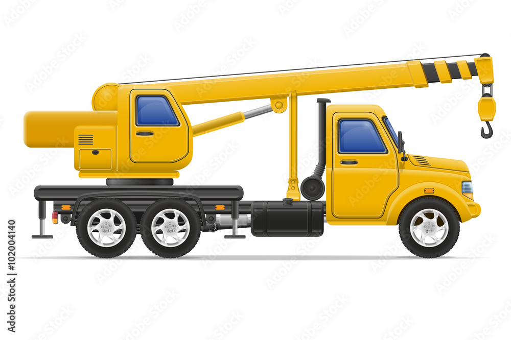 cargo truck with crane for lifting goods vector illustration