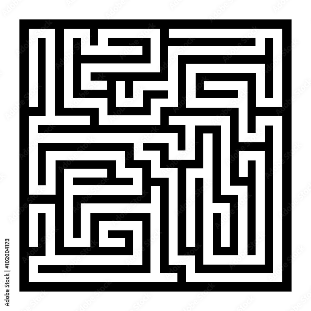 Thin Line Style Maze on White Background. Vector
