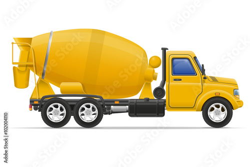 cargo truck concrete mixer vector illustration