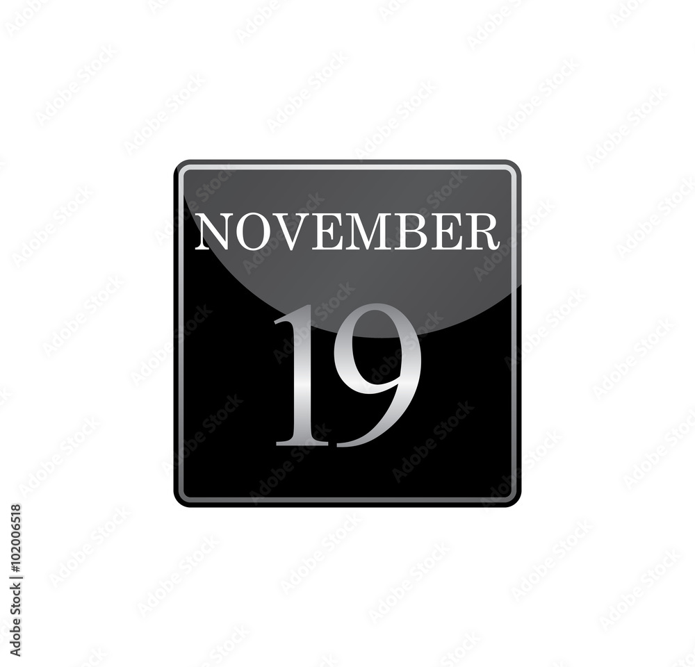 19 november calendar silver and glossy