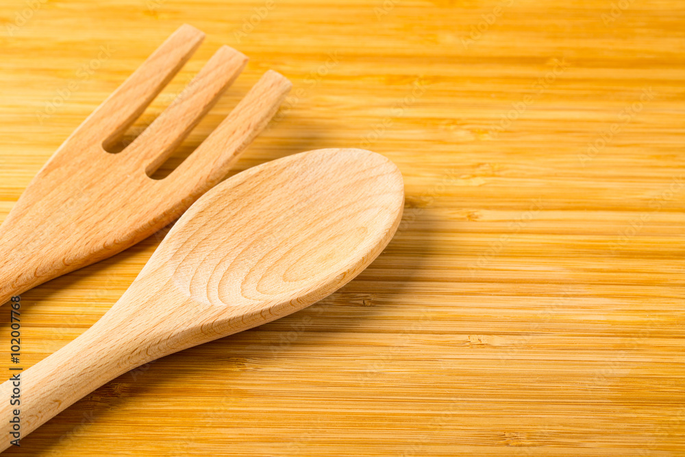 Wood spoon and fork Wood spoon and fork