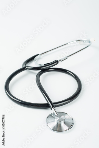 .Black stethoscope isolated