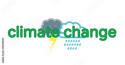 Vector image of various weather symbols and the words climate change