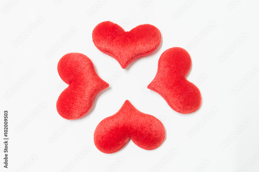 velvet plush heart isolate on white background