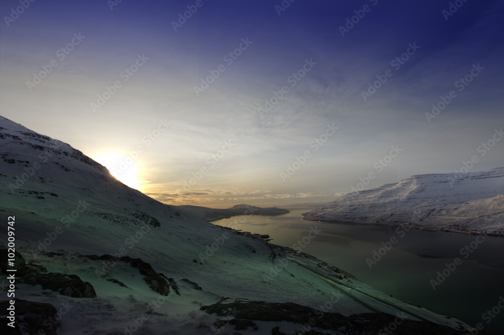 Obraz premium The nature of the Faroe Islands on a winter day in the north Atlantic 