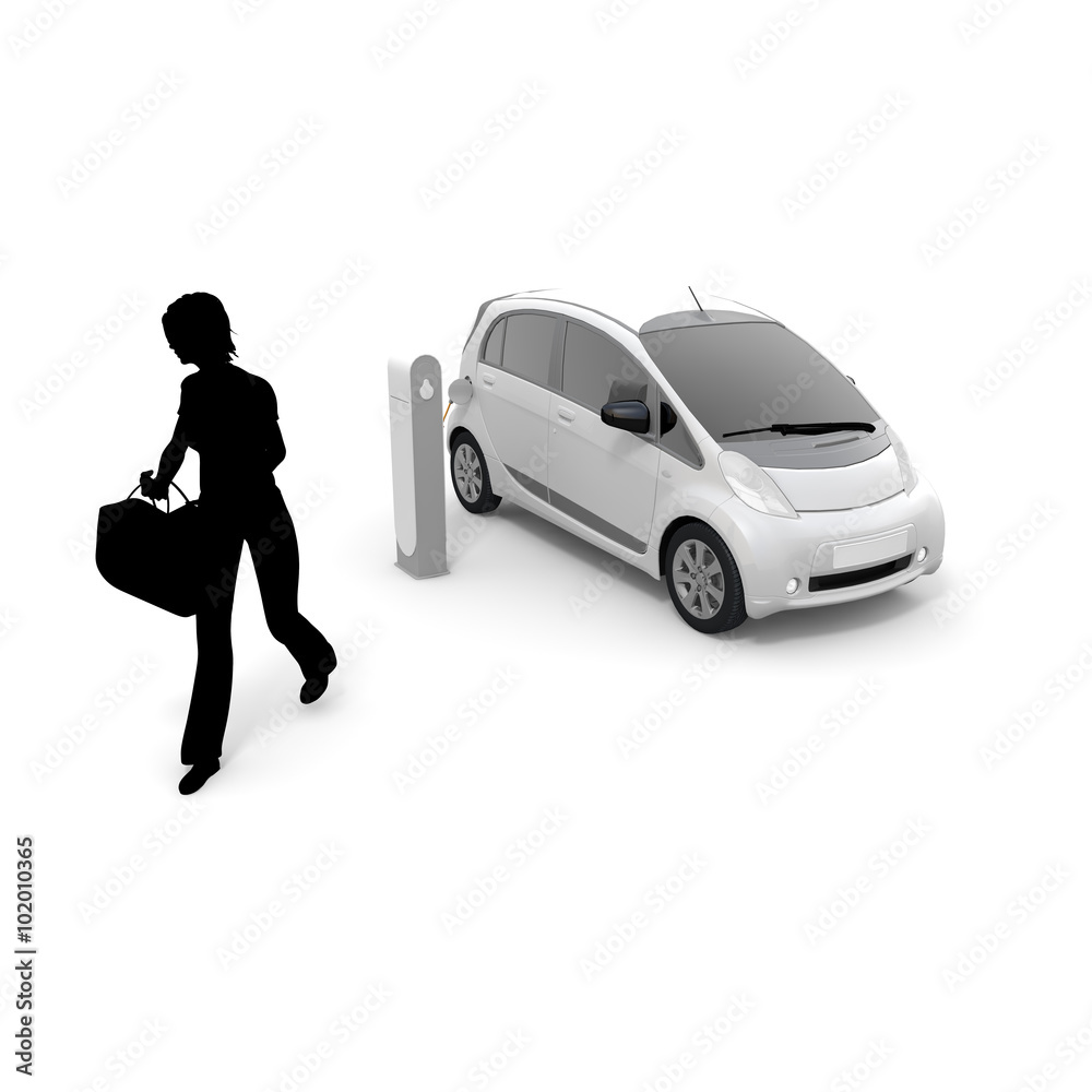 Electric car / woman / Shopping Electric car / woman / Shopping