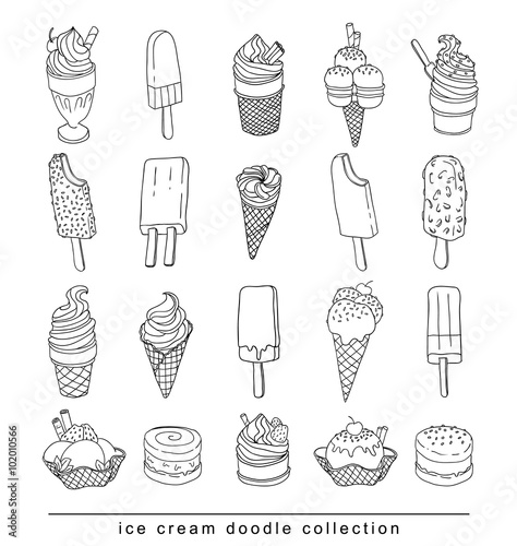 Icon of ice cream with cone, vector illustration.