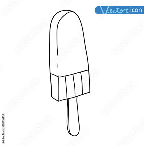 Icon of ice cream with cone, vector illustration.