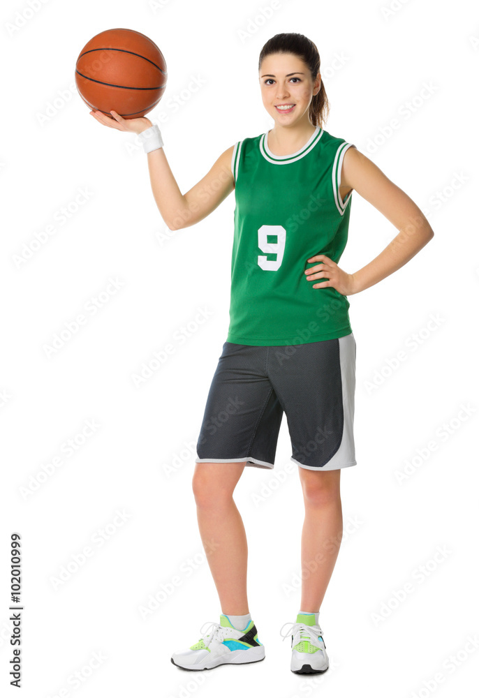 Naklejka premium Young girl basketball player