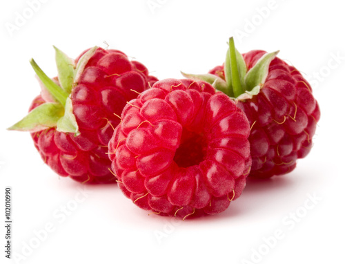 ripe raspberries isolated on white background close up