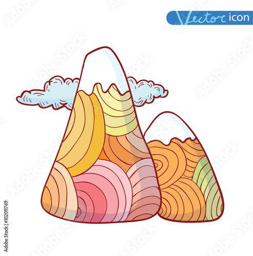 Set of hand Drawn mountains vector illustration.