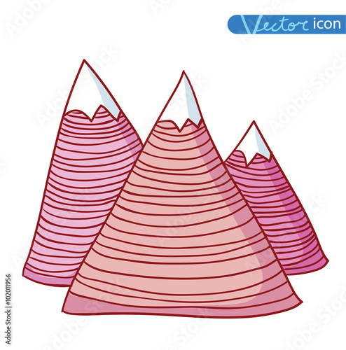 Set of hand Drawn mountains vector illustration.