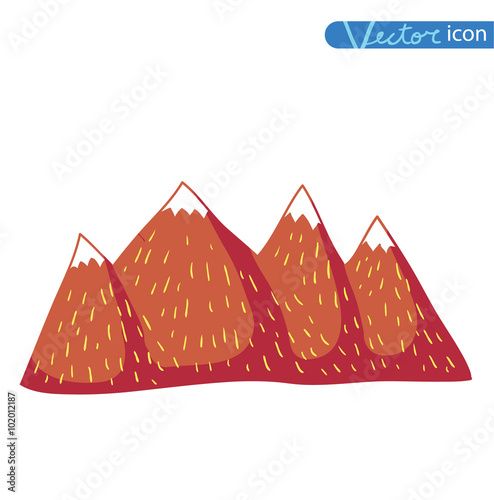 Set of hand Drawn mountains vector illustration.