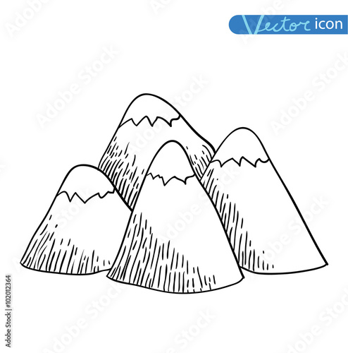 Set of hand Drawn mountains vector illustration.