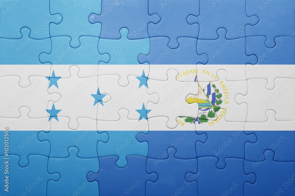 puzzle with the national flag of el salvador and honduras puzzle with the national flag of el salvador and honduras
