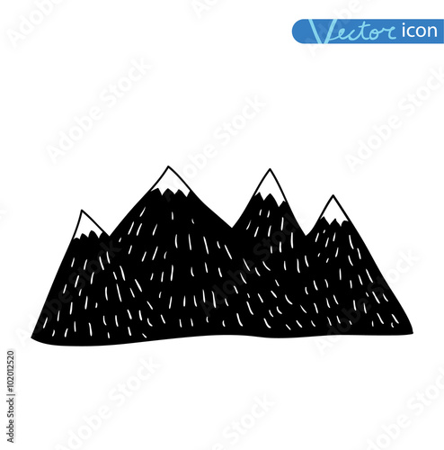 Set of hand Drawn mountains vector illustration.