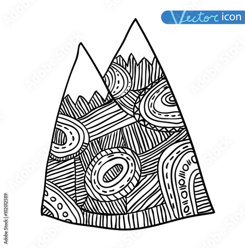 Set of hand Drawn mountains vector illustration.
