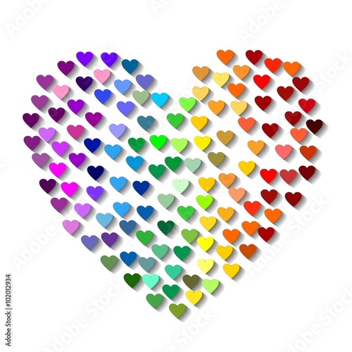 Rainbow heart - heart shape - red white Poster Ornament element background for invitation card wedding - Regenbogen Herzen - Herzfrom - rot weiß Poster Ornament 