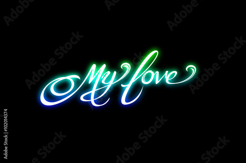 text design for Valentine Card on black background