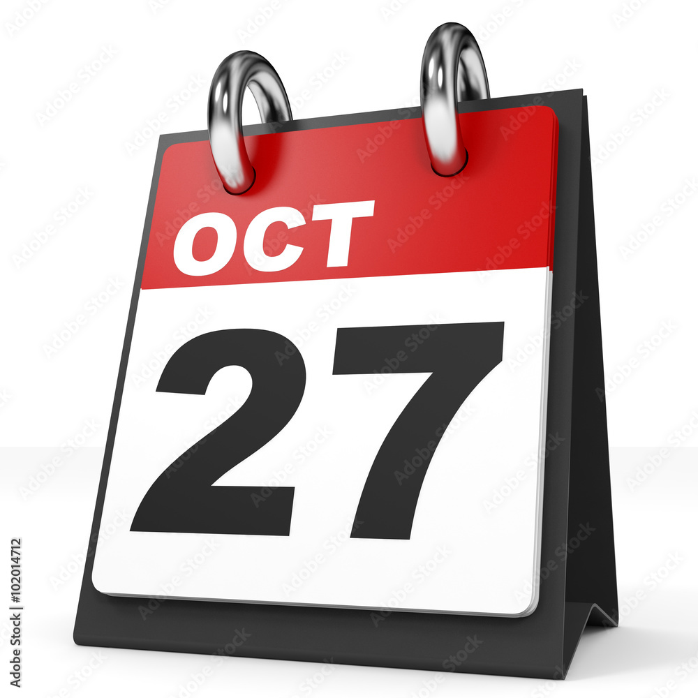 Calendar on white background. 27 October. Calendar on white background. 27 October.