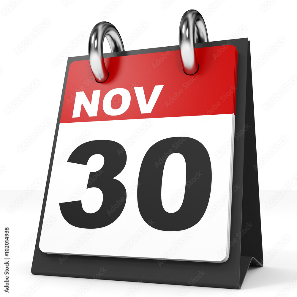 Calendar on white background. 30 November. Calendar on white background. 30 November.